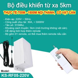 Bộ công tắc điều khiển từ xa không dây KS-RF05-220V khoảng cách thu phát 5km không vật cản